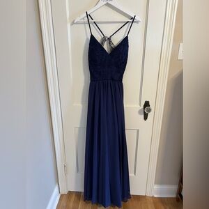 Kennedy Blue Navy Blue Lace bridesmaid dress